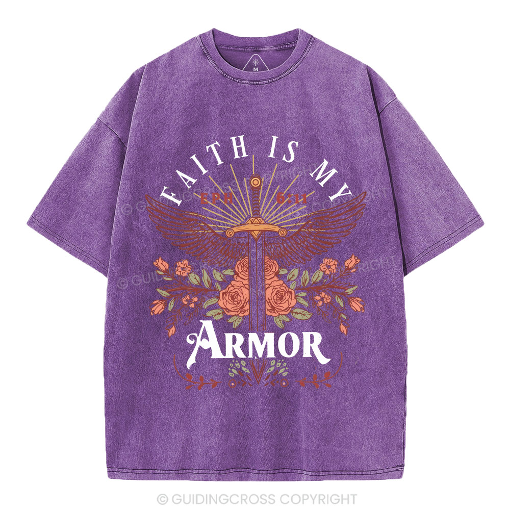 Faith Is My Armor Christian Washed T-Shirt