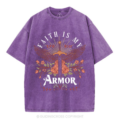 Faith Is My Armor Christian Washed T-Shirt