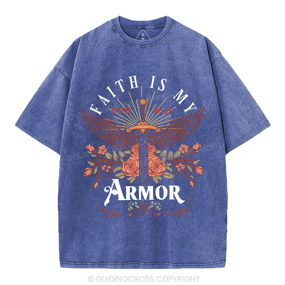 Faith Is My Armor Christian Washed T-Shirt
