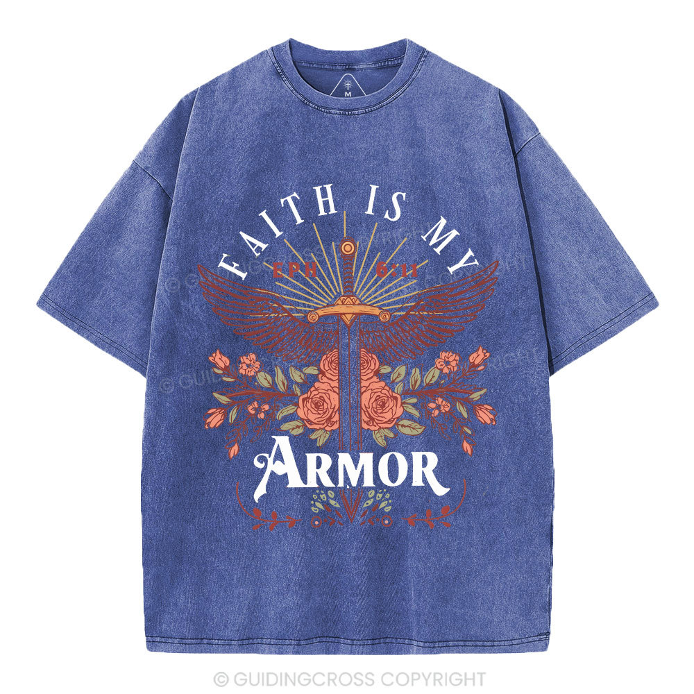 Faith Is My Armor Christian Washed T-Shirt