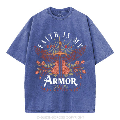 Faith Is My Armor Christian Washed T-Shirt