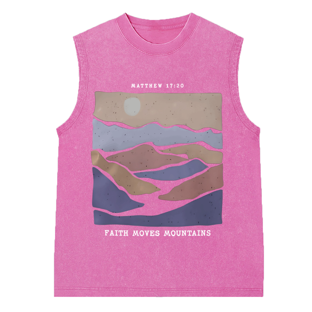 Faith Moves Mountain Christian Washed Sleeveless Tee