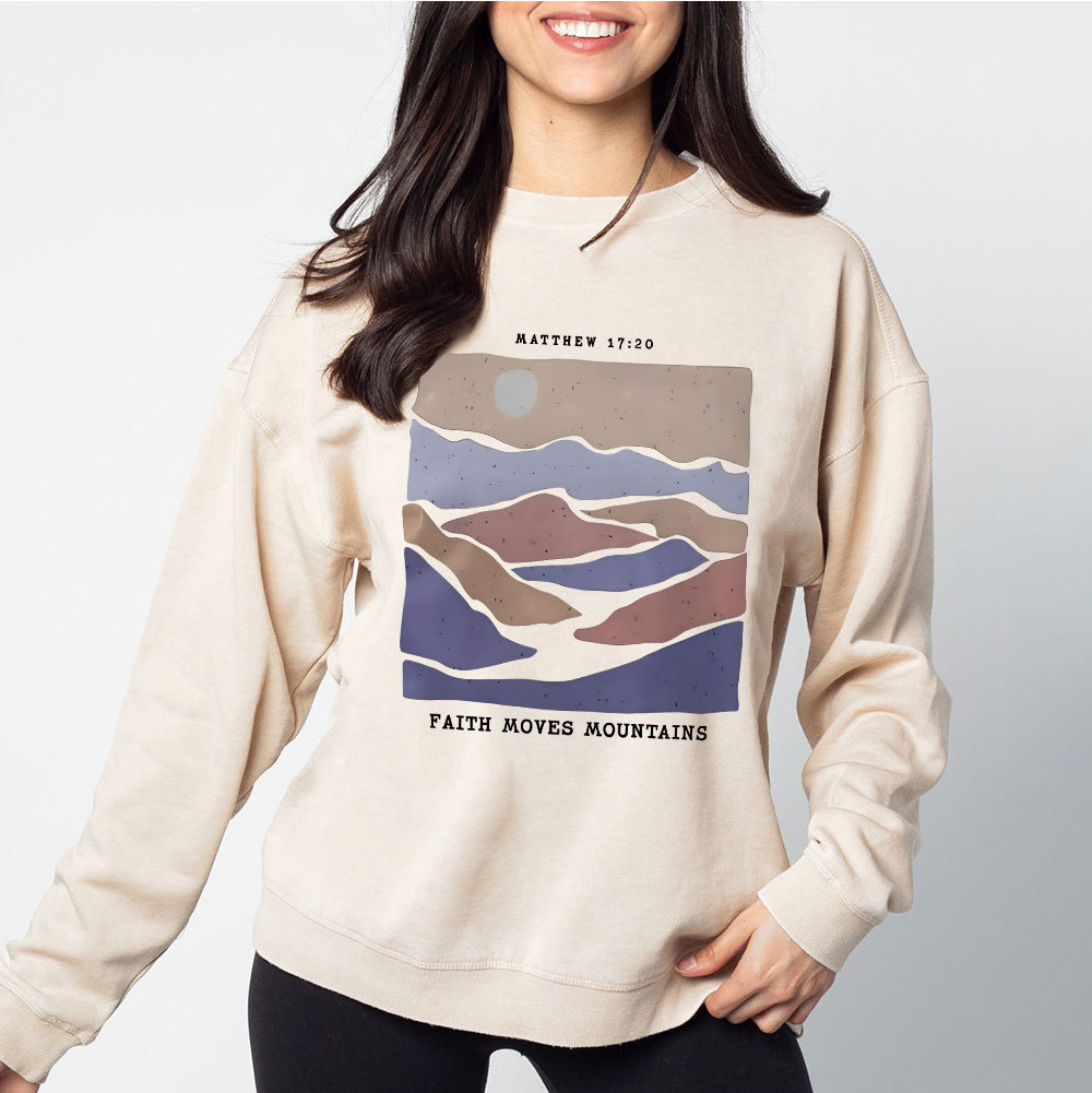 Faith Moves Mountain Christian Washed Sweatshirt