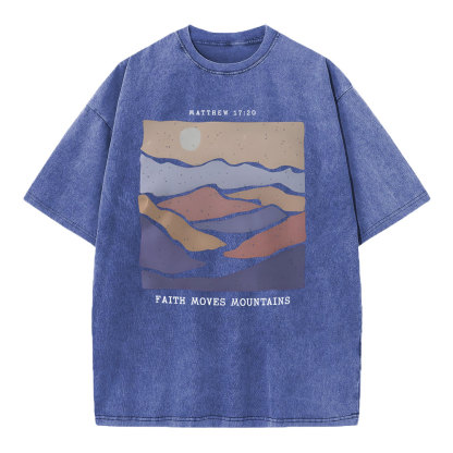 Faith Moves Mountain Christian Washed T-Shirt