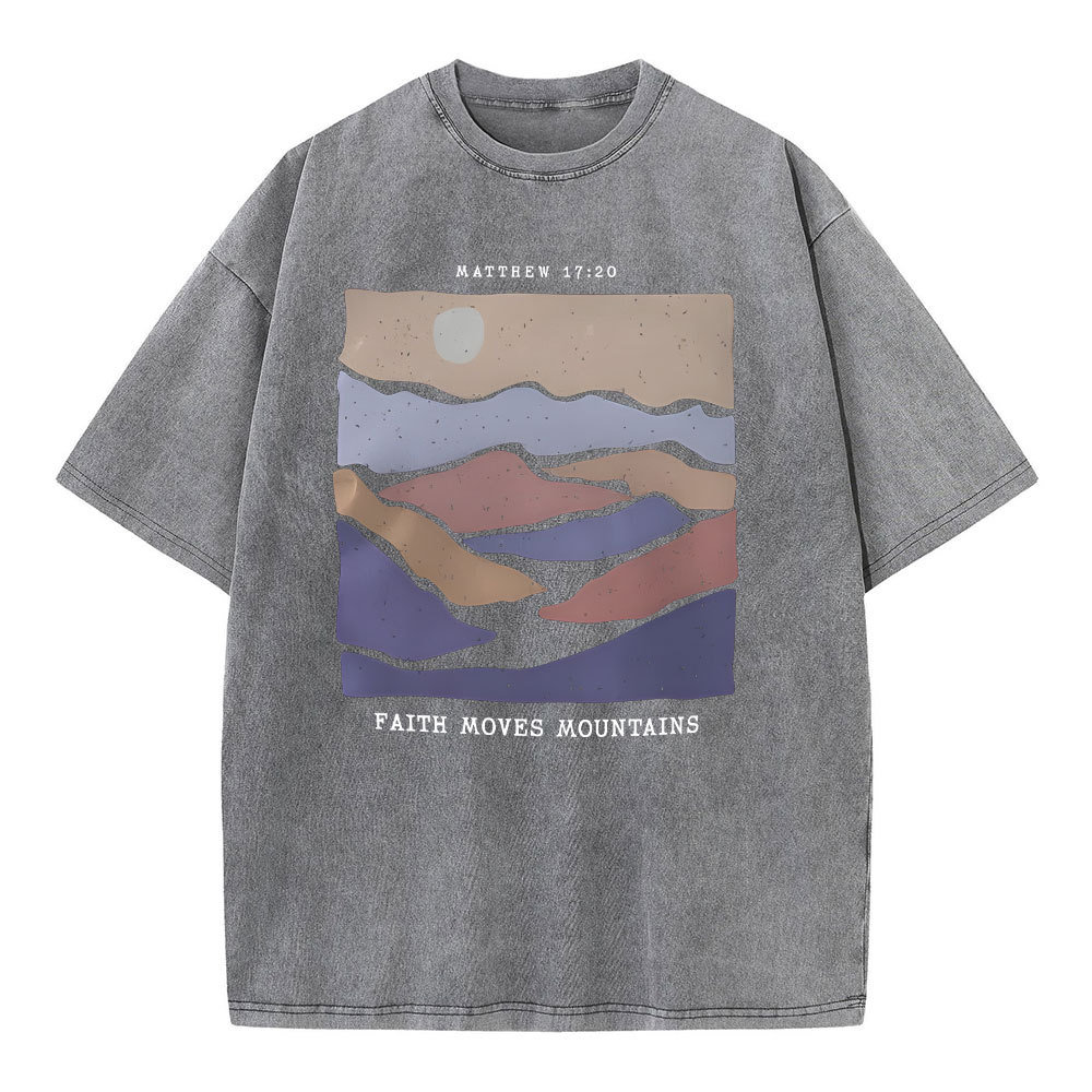 Faith Moves Mountain Christian Washed T-Shirt