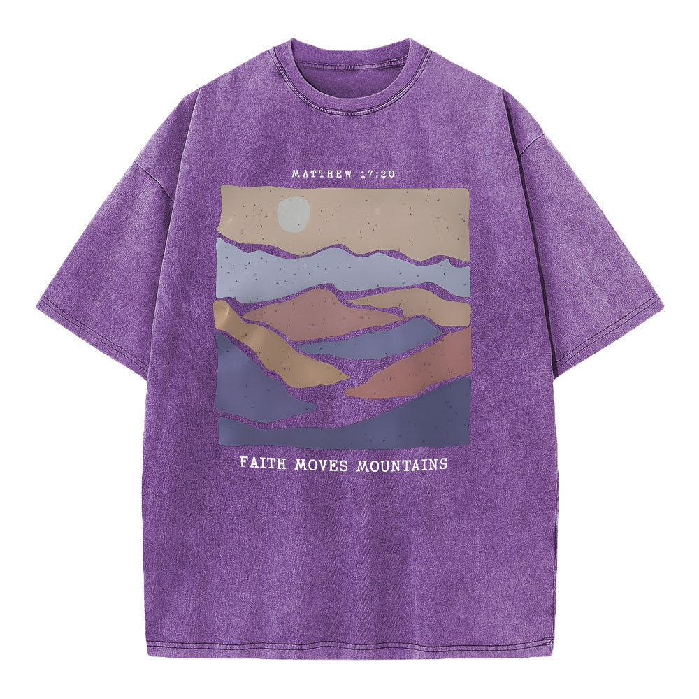 Faith Moves Mountain Christian Washed T-Shirt