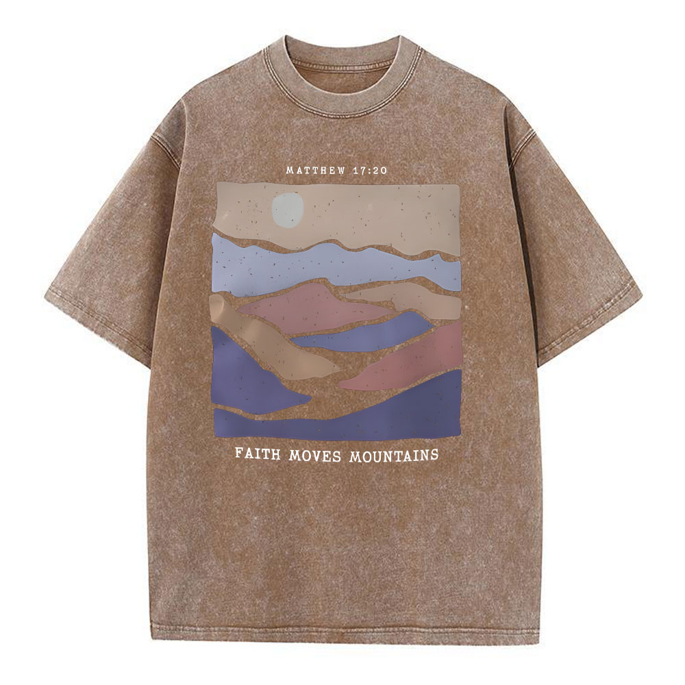 Faith Moves Mountain Christian Washed T-Shirt