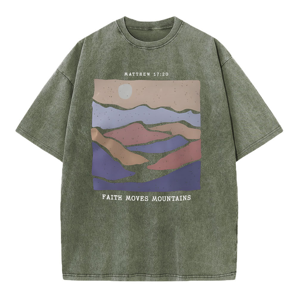 Faith Moves Mountain Christian Washed T-Shirt