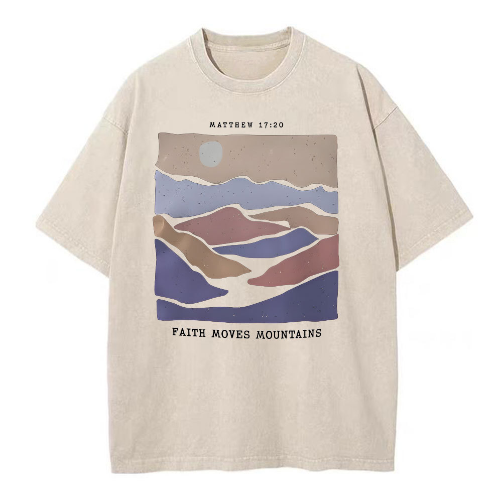 Faith Moves Mountain Christian Washed T-Shirt