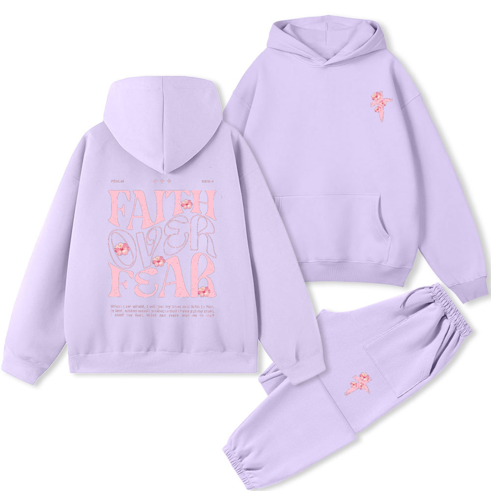 Faith Over Fear Christian Premium Fleece Hoodie Set