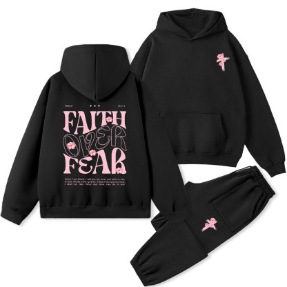 Faith Over Fear Christian Premium Fleece Hoodie Set