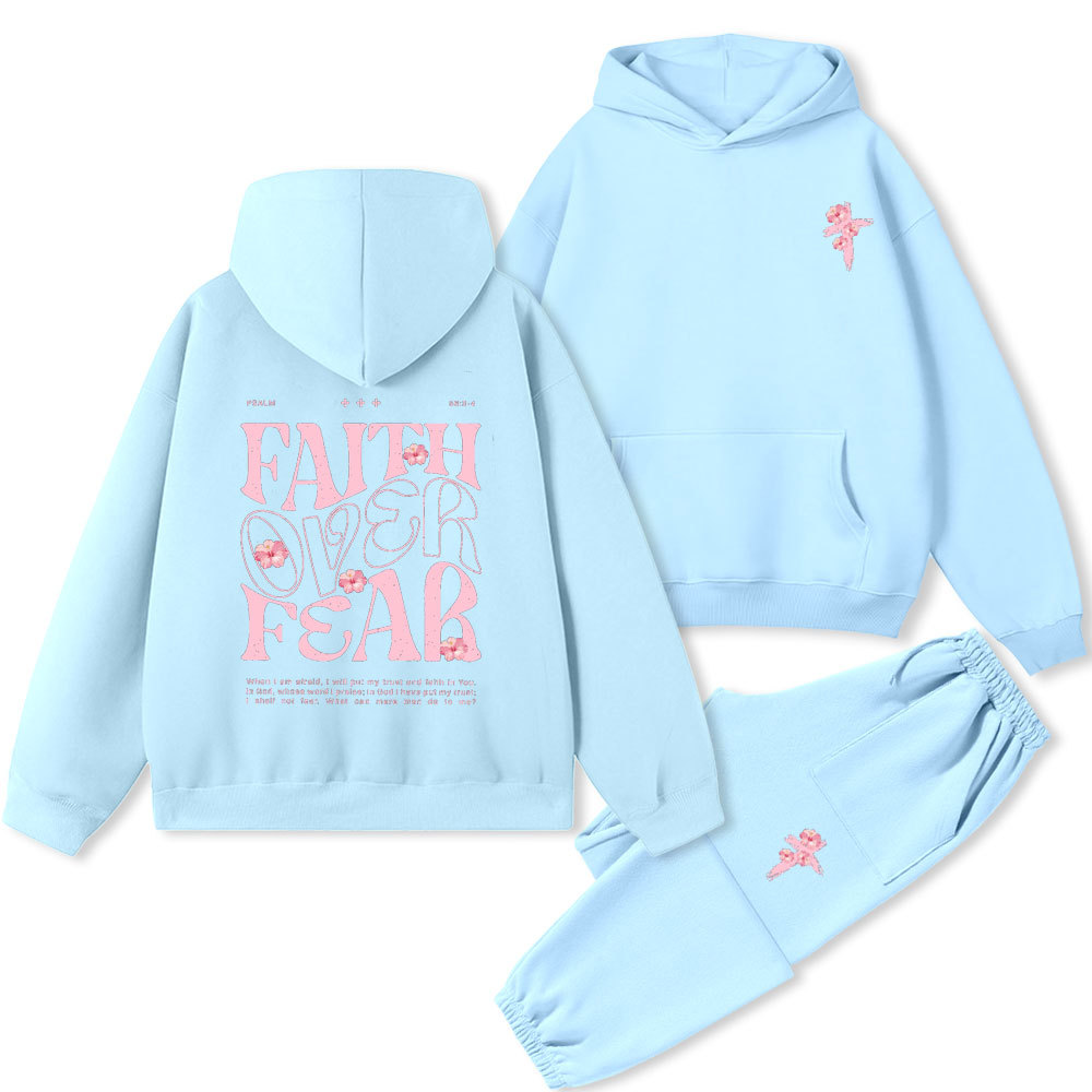 Faith Over Fear Christian Premium Fleece Hoodie Set