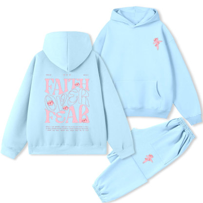 Faith Over Fear Christian Premium Fleece Hoodie Set