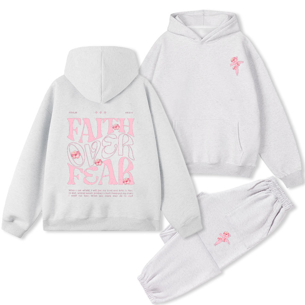 Faith Over Fear Christian Premium Fleece Hoodie Set