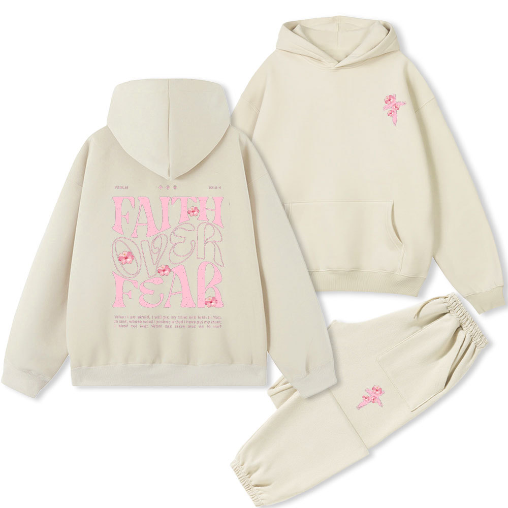 Faith Over Fear Christian Premium Fleece Hoodie Set