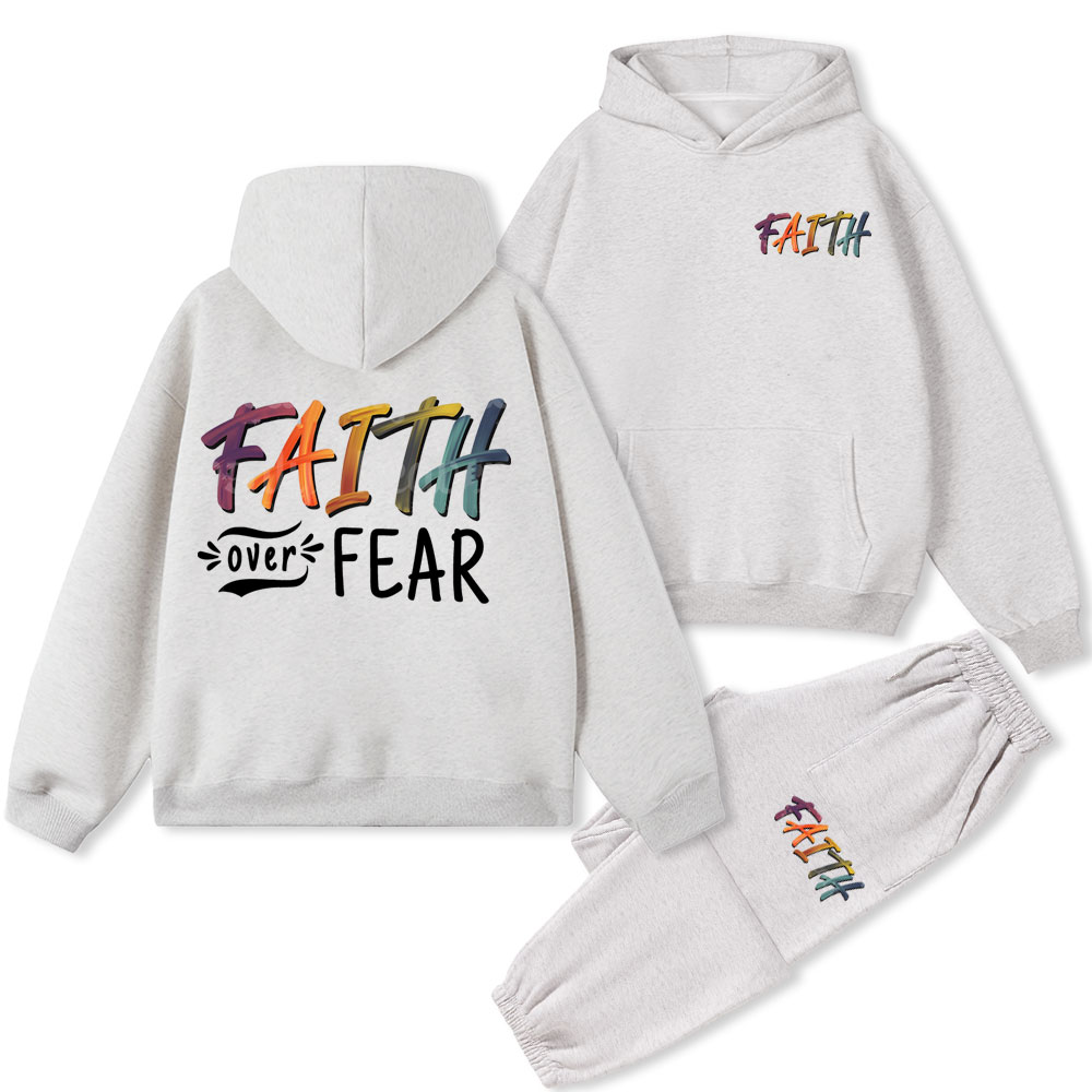 Faith Over Faer Christian Fleece Hoodie Set