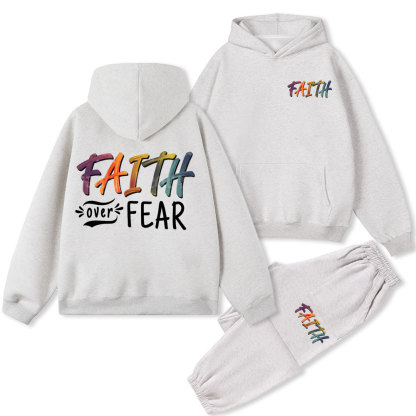 Faith Over Faer Christian Fleece Hoodie Set
