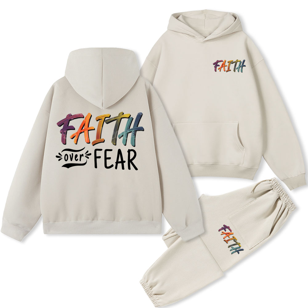Faith Over Faer Christian Fleece Hoodie Set