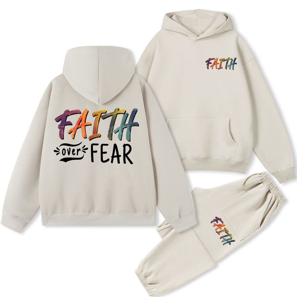 Faith Over Faer Christian Fleece Hoodie Set