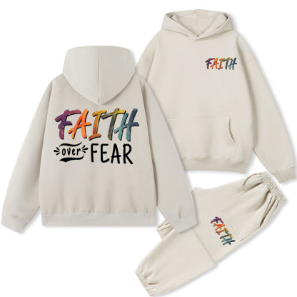 Faith Over Faer Christian Fleece Hoodie Set