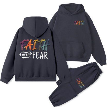 Faith Over Faer Christian Fleece Hoodie Set