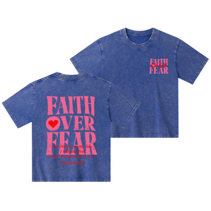 Faith Over Fear Christian Kid Washed T-Shirt