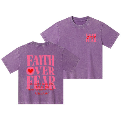 Faith Over Fear Christian Kid Washed T-Shirt