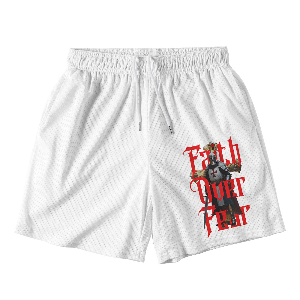 Faith Over Fear Warrior Christian Mesh Shorts