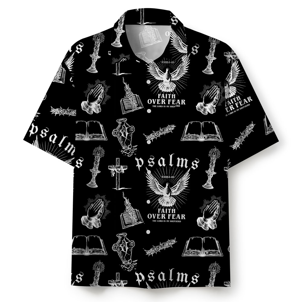 Faith Over Fear Black Christian Hawaiian Shirt