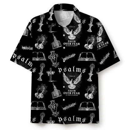 Faith Over Fear Black Christian Hawaiian Shirt