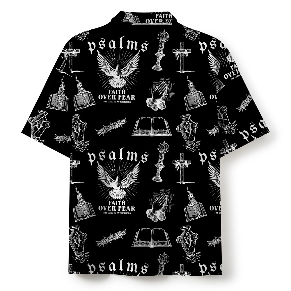 Faith Over Fear Black Christian Hawaiian Shirt