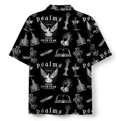 Faith Over Fear Black Christian Hawaiian Shirt