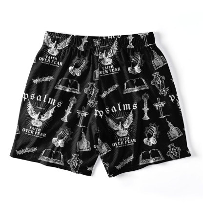 Faith Over Fear Black Christian Mesh Shorts