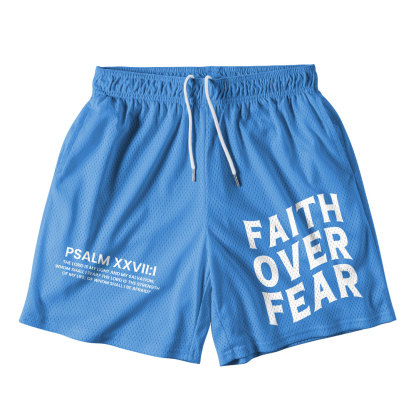 Faith Over Fear Blue Christian Mesh Shorts