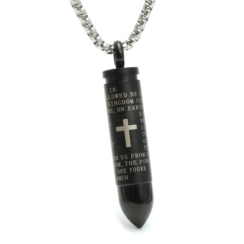 Faith Over Fear Bullet-Shaped Hollow Chritian Necklace