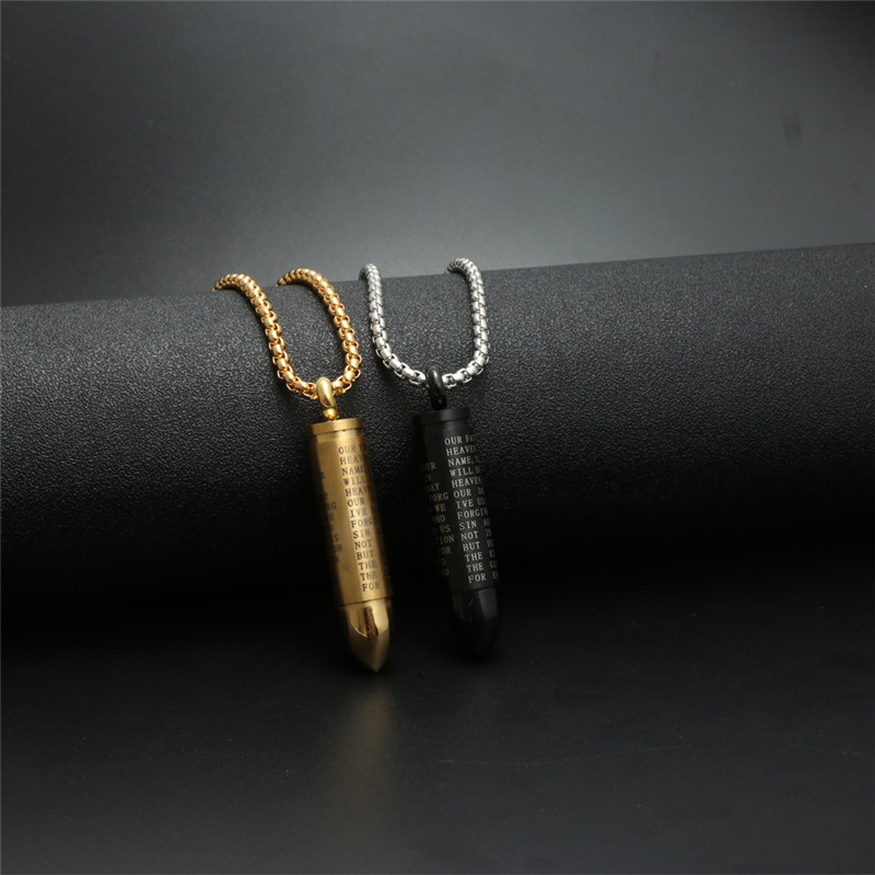 Faith Over Fear Bullet-Shaped Hollow Chritian Necklace