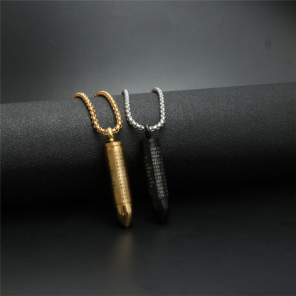 Faith Over Fear Bullet-Shaped Hollow Chritian Necklace