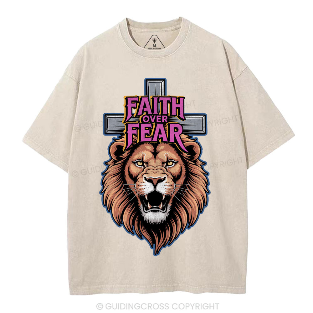Faith Over Fear Christia n Washed T-Shirt