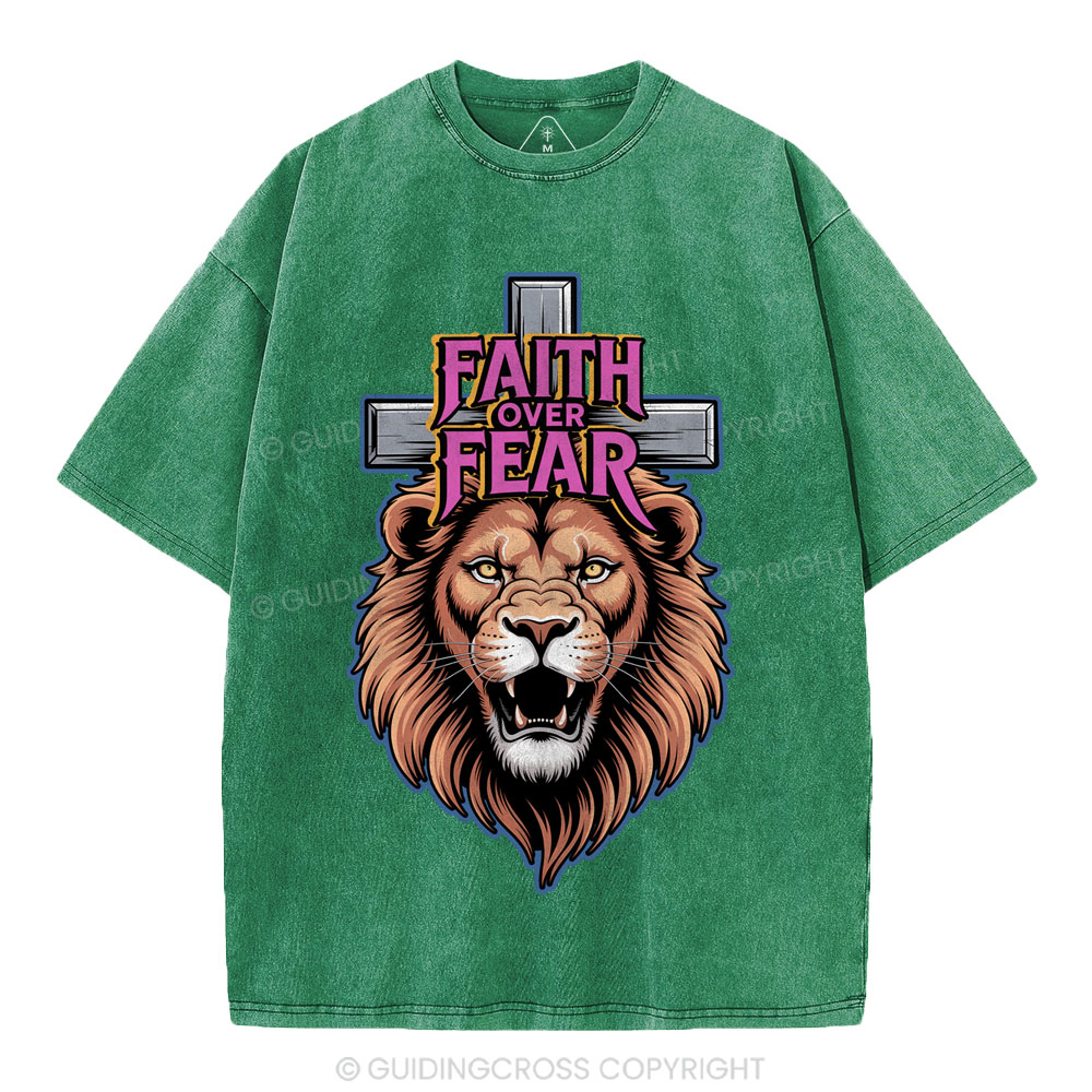 Faith Over Fear Christia n Washed T-Shirt