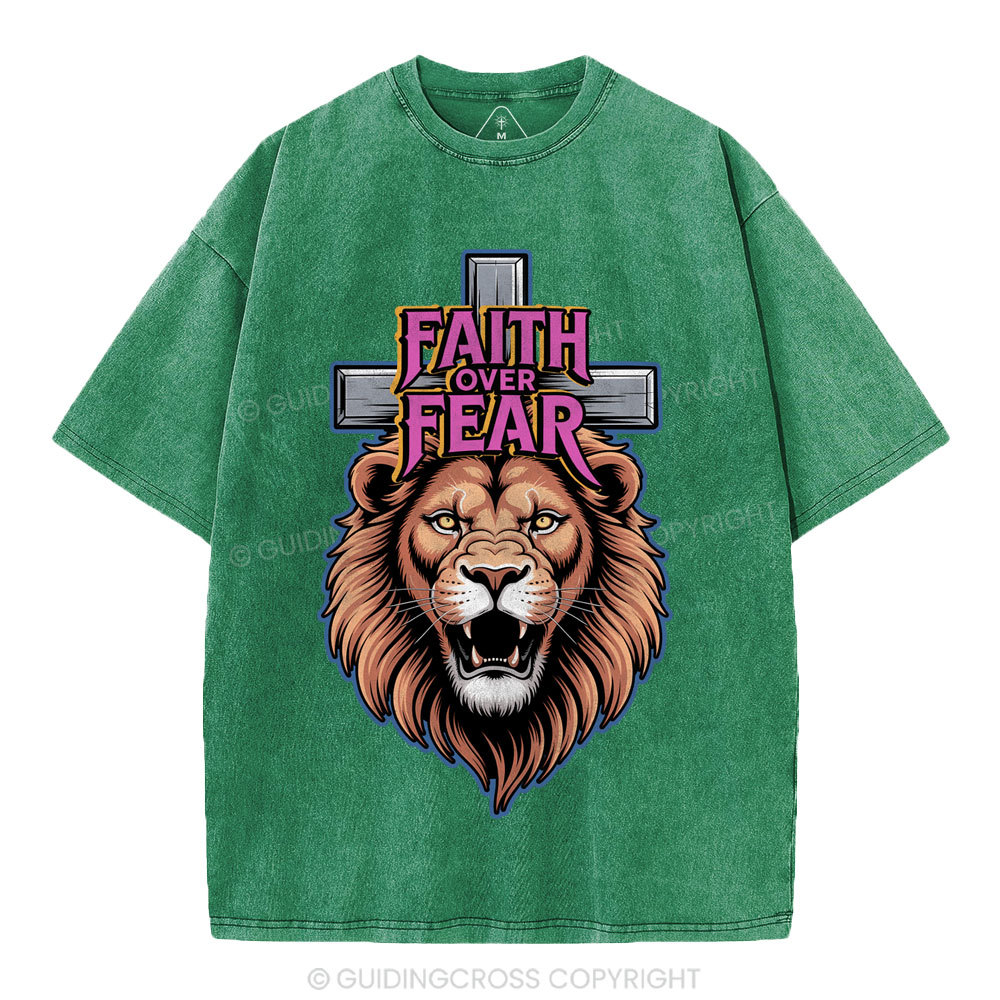 Faith Over Fear Christia n Washed T-Shirt