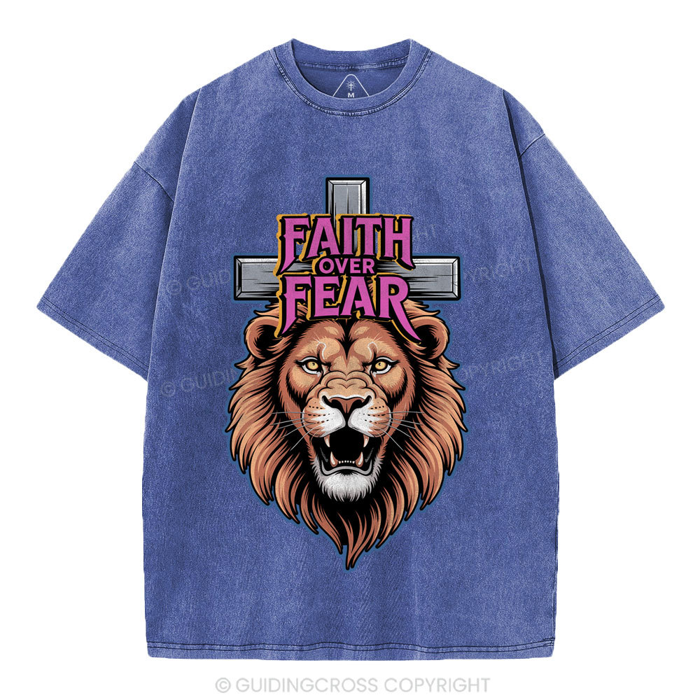 Faith Over Fear Christia n Washed T-Shirt
