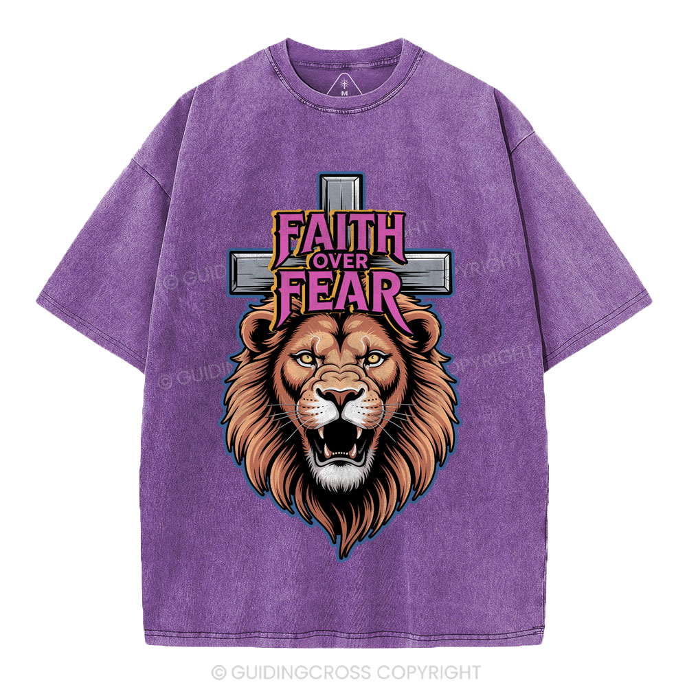 Faith Over Fear Christia n Washed T-Shirt