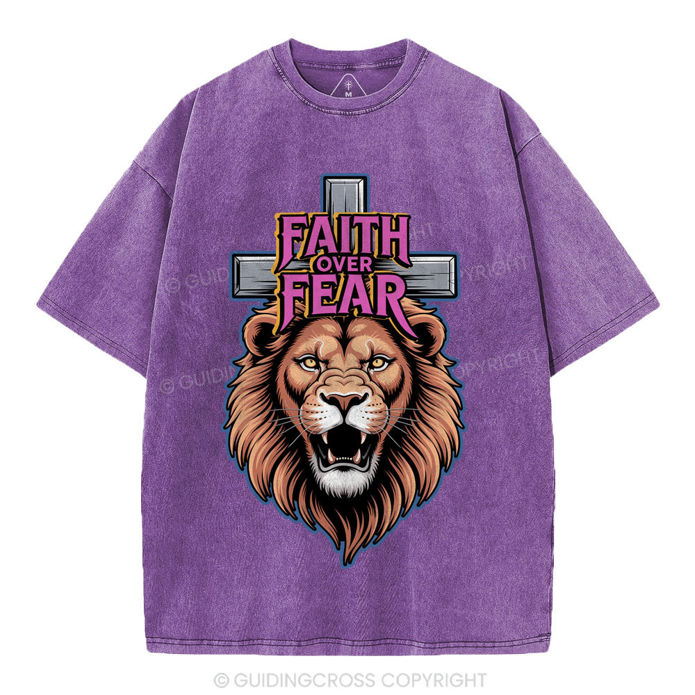 Faith Over Fear Christia n Washed T-Shirt