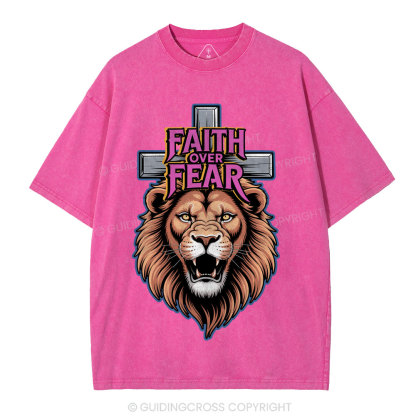 Faith Over Fear Christia n Washed T-Shirt