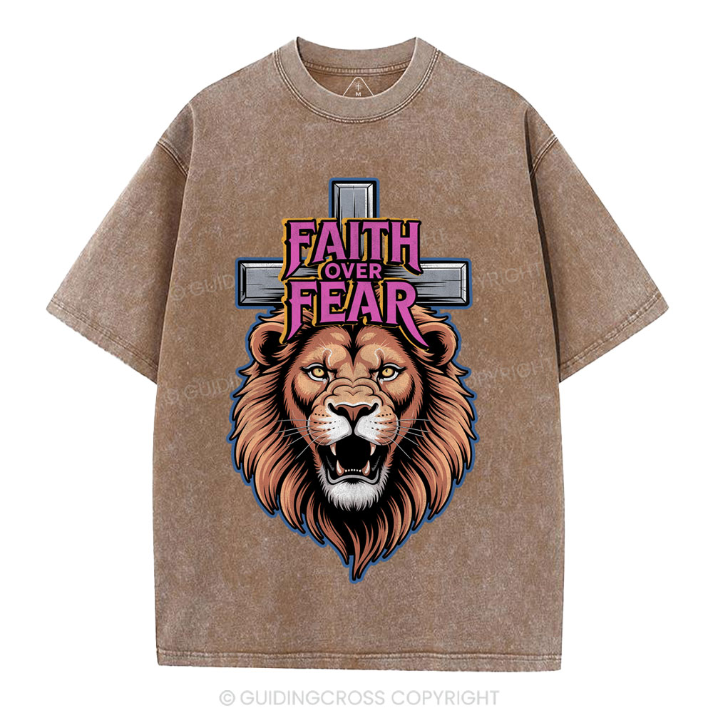 Faith Over Fear Christia n Washed T-Shirt