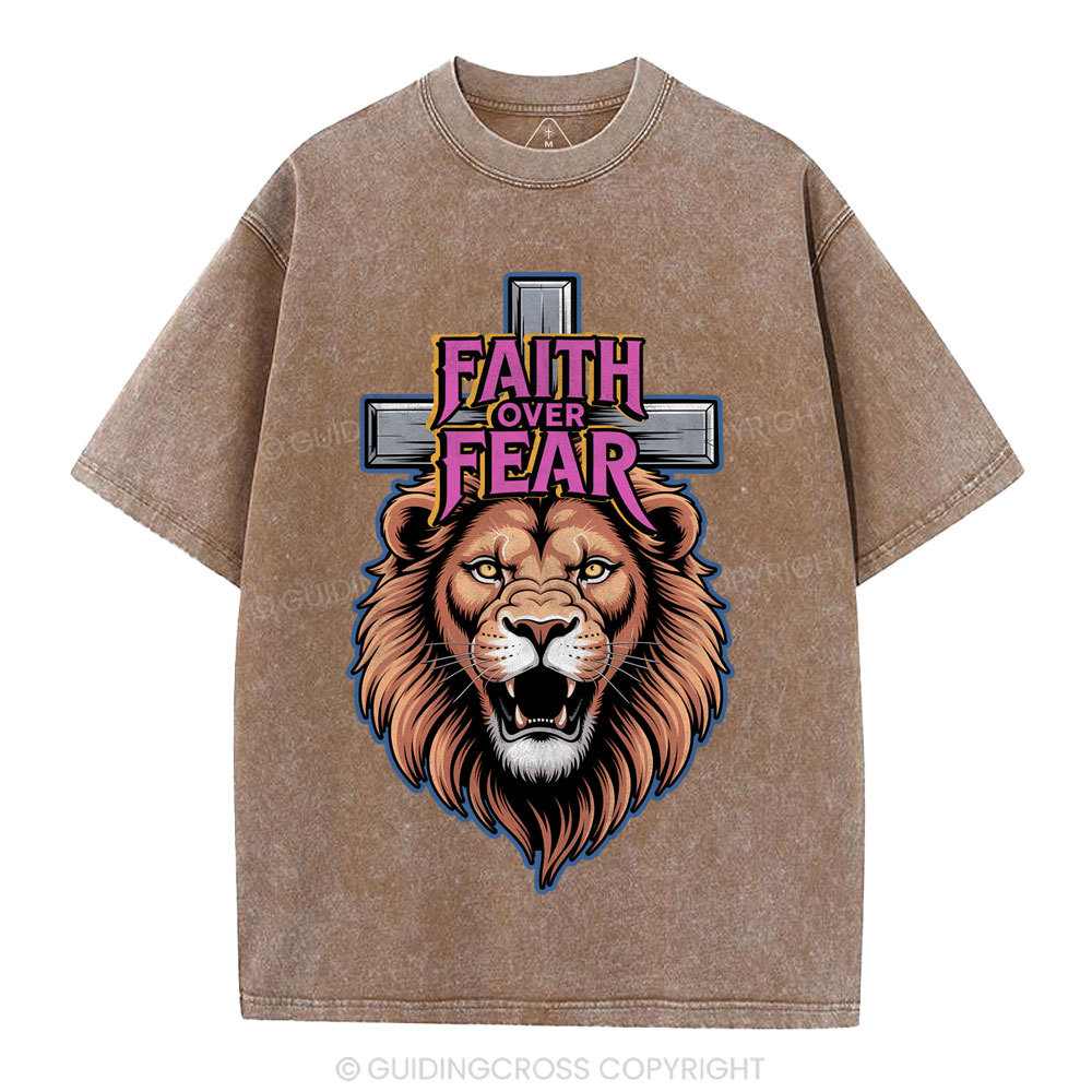 Faith Over Fear Christia n Washed T-Shirt