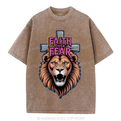 Faith Over Fear Christia n Washed T-Shirt
