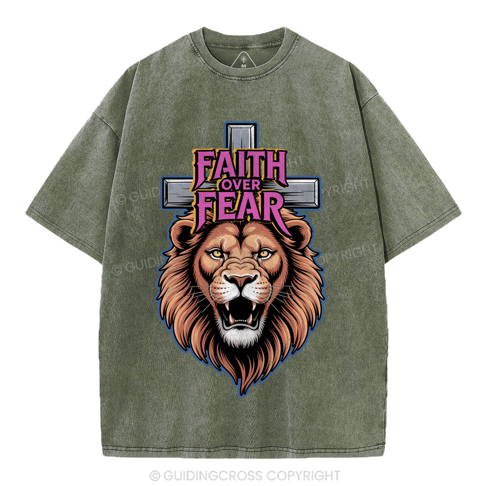 Faith Over Fear Christia n Washed T-Shirt