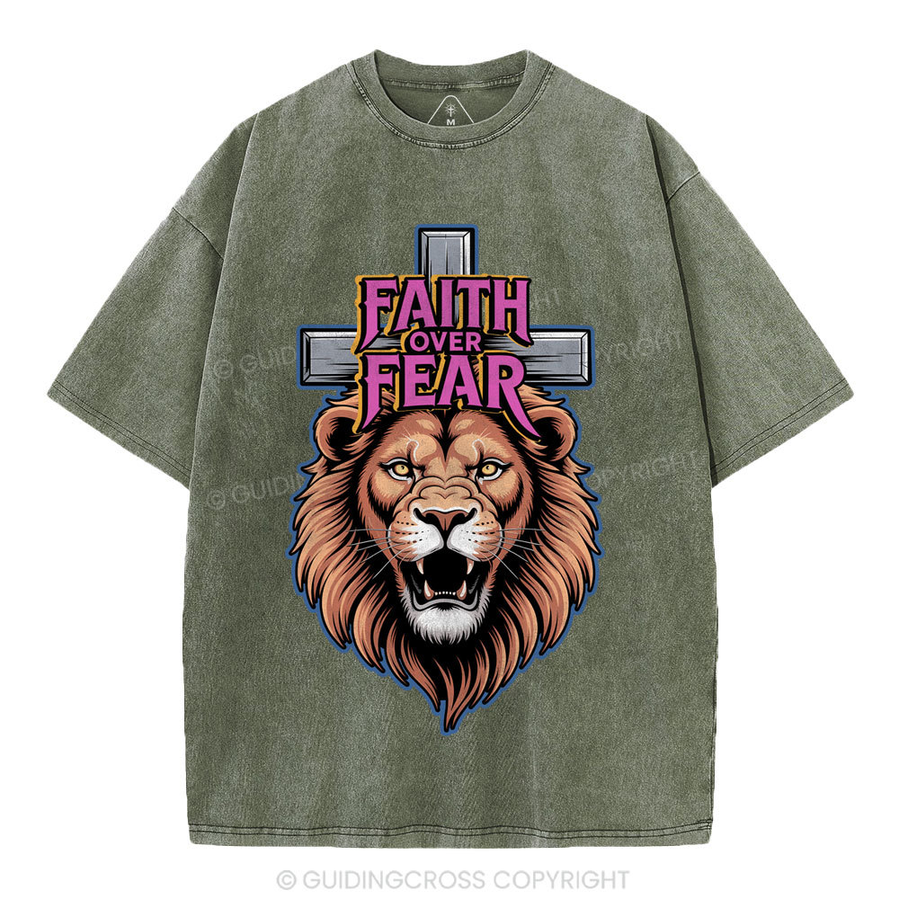 Faith Over Fear Christia n Washed T-Shirt