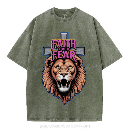 Faith Over Fear Christia n Washed T-Shirt